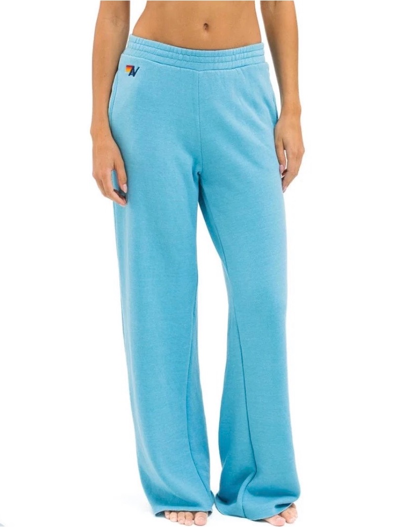 Aviator Nation Wide-Leg Sweatpants- Aqua L Nwt